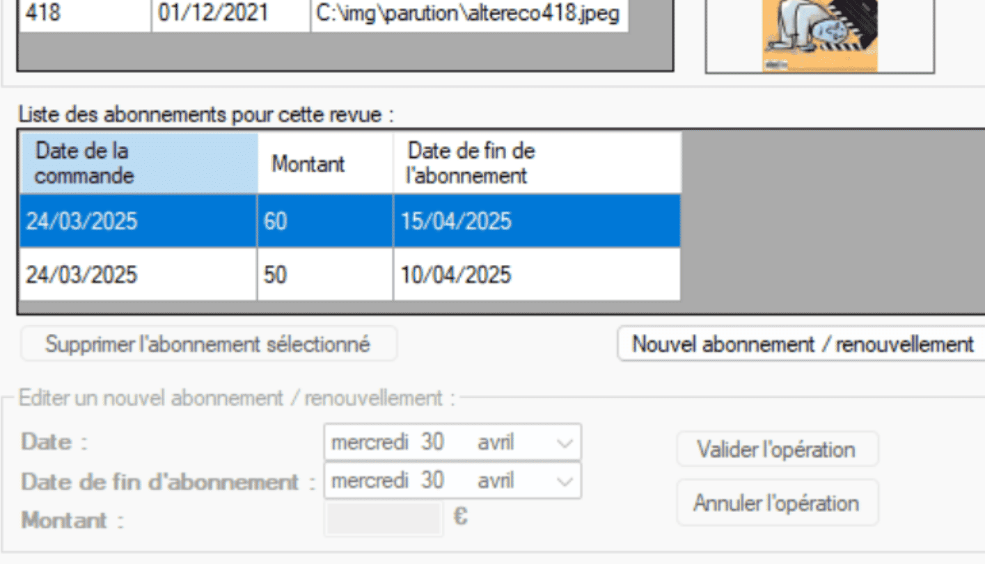 Gestion abonnements