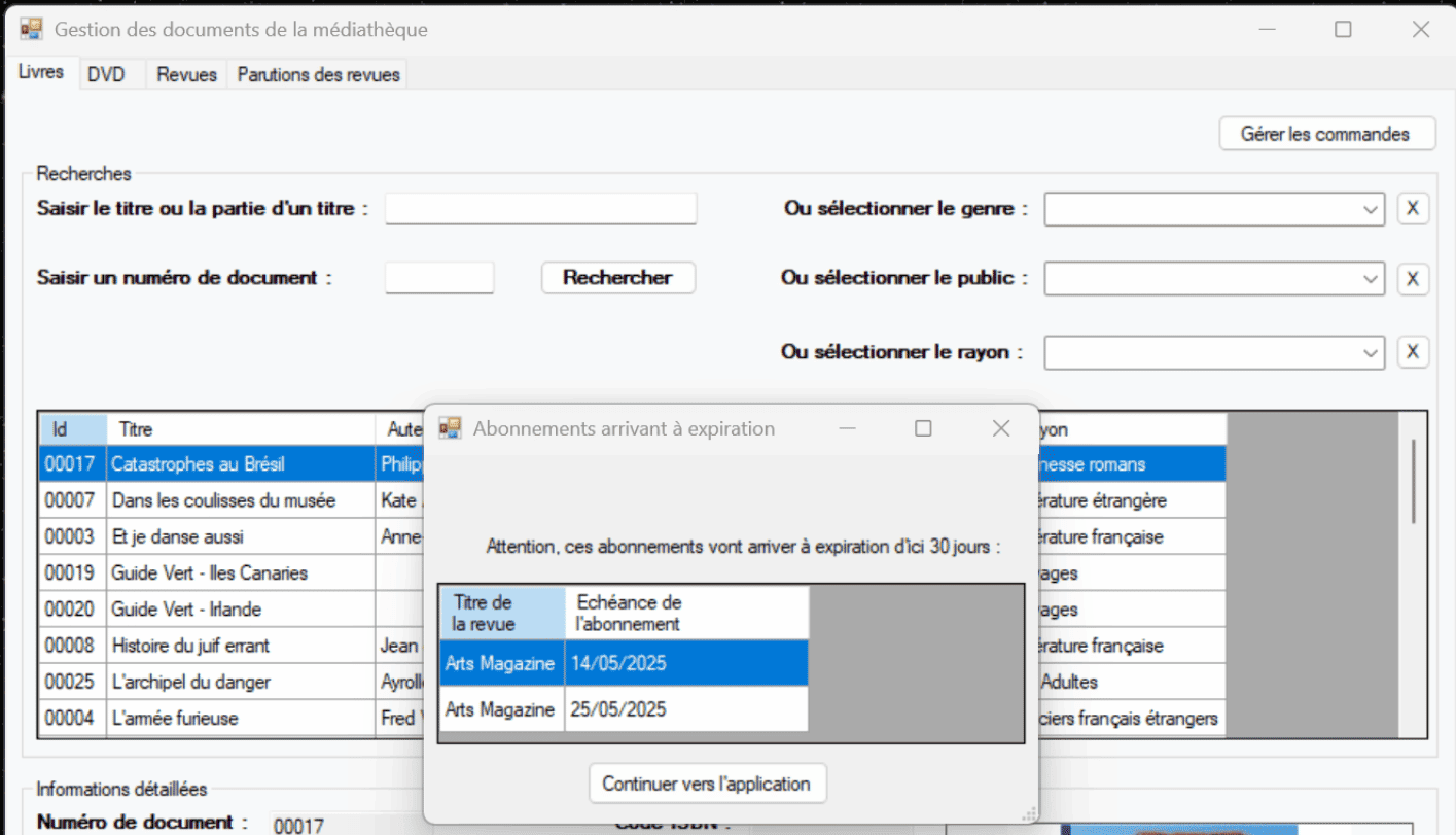 Accueil application